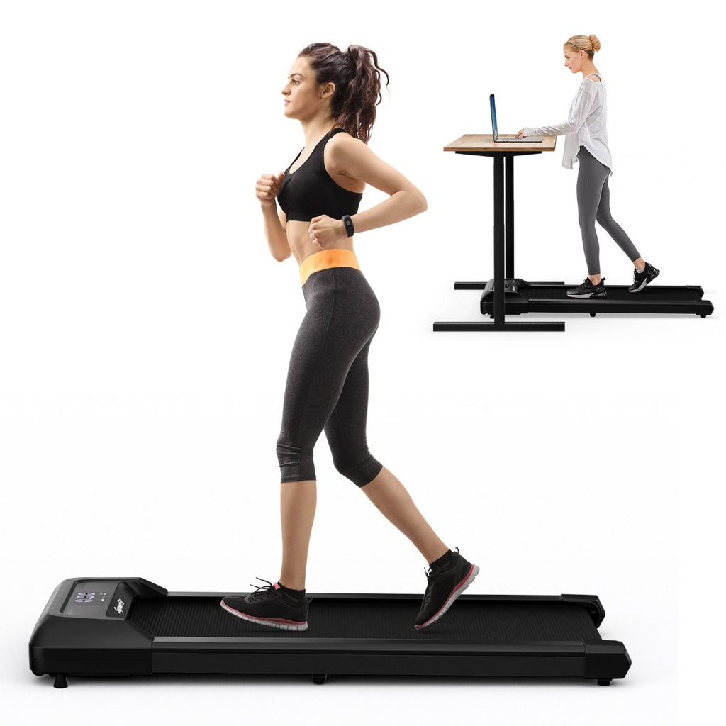 Tapis de Course Mince Tapis de Jogging avec Capacit de 120 Kg Tlcommande et cran Led Inclinable  Roulettes Tapis de Course  Glisser Gris/Noir/Rose -