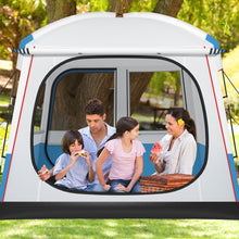 Load image into Gallery viewer, Tente de Camping pour 5 Personnes Tente Dôme Étanche avec Porte et Fenêtres en Maille Sac de Transport 248x248x230cm Bleu + Blanc -