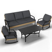 Load image into Gallery viewer, AECOJOY Outdoor Patio Furniture Set with Rocking Chair, 4 Piece Rattan Conversation Bistro Set with Coffee Table, Gray
