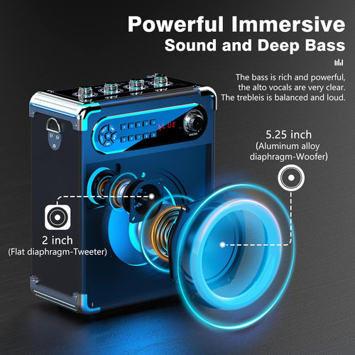 JYX Machine de Karaoké, avec 3 Microphones sans Fil et lumières DJ, Bluetooth Speaker pour Les réunions de Famille/Le Camping en Plein air/la fête sur la Plage