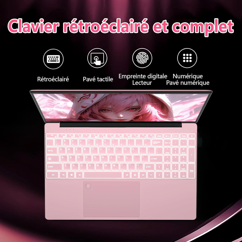 Pryloxen Ordinateur Portable Ultra-Fin 15 6" FHD IPS - Processeur Celeron N150 3 4 GHz 32 Go DDR4/1 to SSD Clavier Rétroéclairé Wi-FI 5G & Batterie 8000 mAh (360 × 275 × 18 mm 1 679 kg)