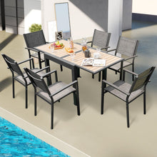 Load image into Gallery viewer, Table de Jardin Extensible en Aluminium Ajustable de 80  160 CM Table  Manger Extrieure Rectangulaire pour 4-6 Personnes Naturel -