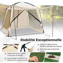 Load image into Gallery viewer, Tente de Camping pour 8-10 Personnes Tente D么me avec Vestibule et Moustiquaire Porte Zippe Tente Portable avec Sac de Transport 300x300x250cm Beige -