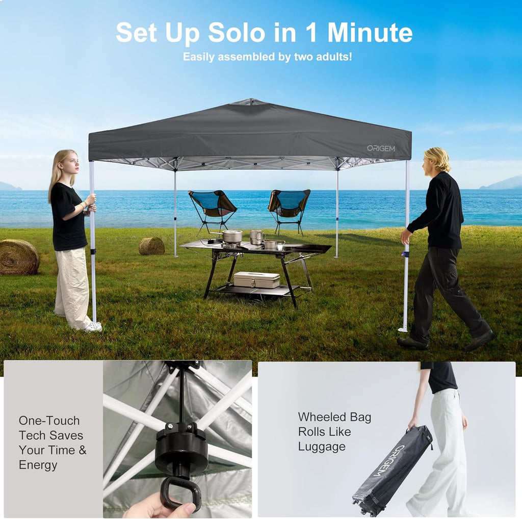 Origem Tonnelle Pliante 3x3 Imperméable & 2,5 x 2,5m & 3x6m avec Parois Latérales, Barnum Montage en Un Geste & Sac de Rangement à roulettes, Tonnelle de Jardin Exterieur, Idéal pour Camping