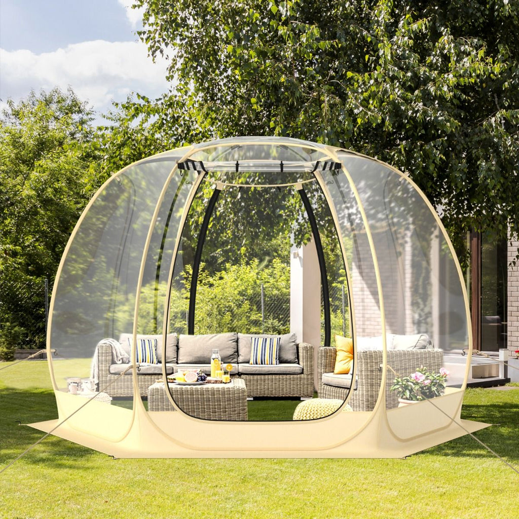 Tente Bulle  Ouverture Instantane pour 6  10 Personnes Tente D么me d'Extrieur 328 x 328 cm Rsistante Aux Intempries Transparent -