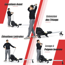Load image into Gallery viewer, Rameur Magntique Rsistance 8 Niveaux Pliable 2 Roues Flexibles Rail Coulissant en Aluminium Ecran LCD Support d'Appareil -