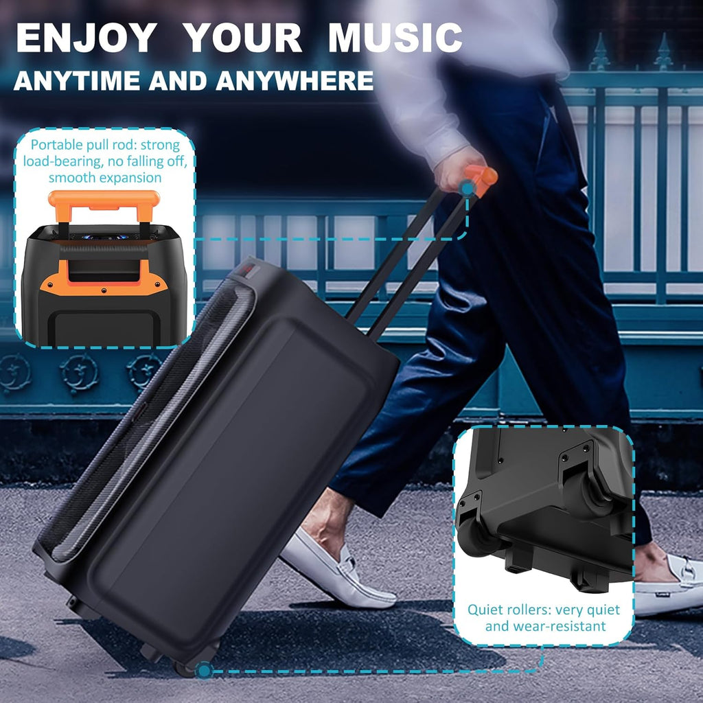 JYX Machine Karaoké pour Adultes, Enceinte Karaoké Bluetooth Portable avec 2 Microphones sans Fil, Party Box Idéale pour Les réunions de Famille/Le Camping en Plein Air