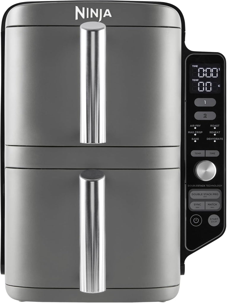 Foodi FlexDrawer Air Fryer,Dual Zone Avec Sparateur Amovible,Grand Tiroir de 10,4 L,7-en-1,Double Zone,Sans Huile,Pices Antiadhsives Compatibles Au Lave-Vaisselle,Noir AF500EU
