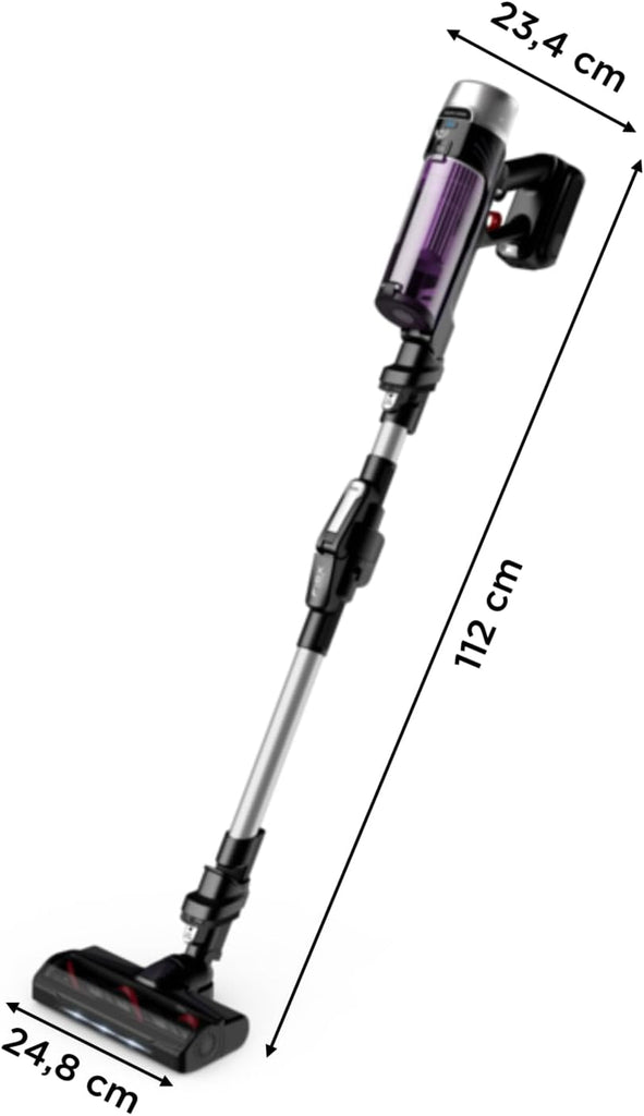 Rowenta X-Force Flex 9.60 Allergie Aspirateur balai sans fil,Filtration Anti-Allergènes,Puissant 100AW,Ultra Léger,Autonomie 45min RH2038WO,Noir / Violet