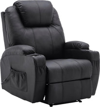Load image into Gallery viewer, M MCombo Fauteuil Relax électrique Fauteuil de Massage Fauteuil TV Fonction inclinable Vibration Chauffage 7061 Nouveau modèle (Simili Cuir Noir)