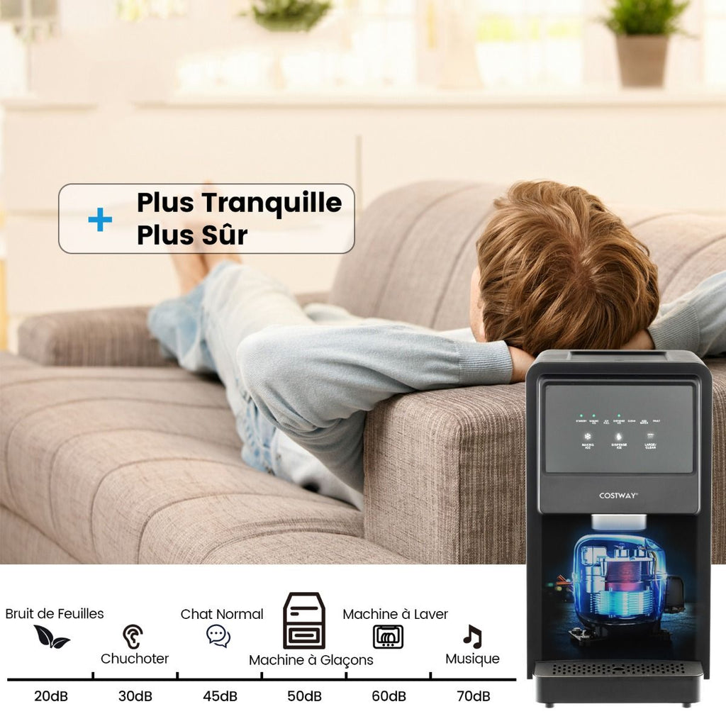 Machine  Glaons 27kg/24h Machine  Ppites  Affichage LED de Comptoir avec Capteur Infrarouge et Autonettoyant Stockage de glace : 4 kg -