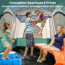 Load image into Gallery viewer, Tente de Camping pour 6 Personnes avec 2 Pièces Tente Double Couchage Double Toit Bâche en Pe Fenêtres en Maille Imperméable avec Sac de Transport Vert -