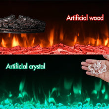Load image into Gallery viewer, M.C.Haus Cheminée électrique Ultra-Mince, Silencieuse, 12 Couleurs de Flamme Variables, écran Tactile en Verre et Télécommande, avec Jeu de Bûches et Cristal(102cm,Noir)