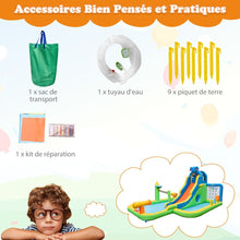 Load image into Gallery viewer, Toboggan Aquatique Gonflable Géant pour Enfants Piscine à Éclaboussures sures Mur D'escalade Canons à Eau Lancer D'anneaux Cerceau (sans Souffleur) Multicolore -