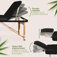 Load image into Gallery viewer, MASSUNDA All INKL Chaise de Massage Pliante et réglable en Hauteur – Table de Massage Mobile en Bois Massif avec Housse en éponge, accoudoirs et dossiers, appuie-tête Ergonomique (Noir)