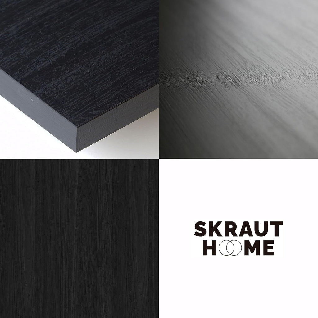 Skraut Home | Meuble TV | Banc Télé | Grand Espace de Rangement | 210 | pour Les TV jusqu'à 80" | Cheminée électrique XXL | Suspendu, Mural | Style Moderne | Noir