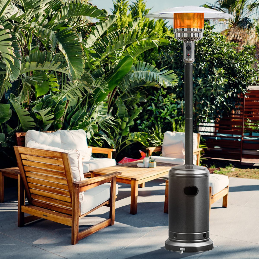 Parasol Chauffage Extrieur  Gaz 13KW Rflecteur 82cm avec Dispositif de Anti-basculement Tube 2 Roues Fluide 220cm Noir -