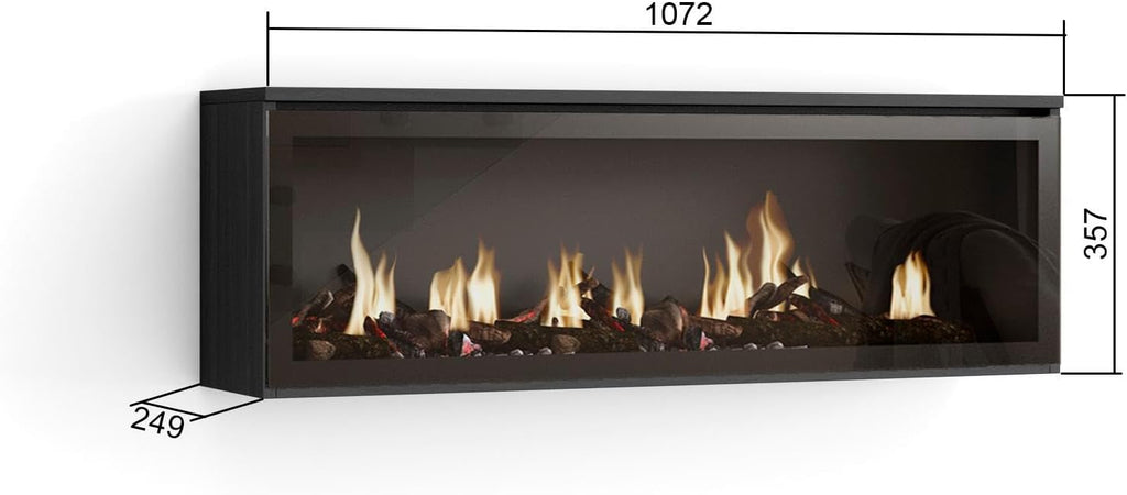 SKRAUT HOME | Cheminée électrique LED | Effet Flamme | 107x38x25cm | Salon - Salle à Manger | Décorative | Style Moderne | Noirs