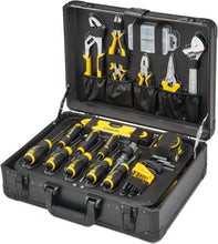 Load image into Gallery viewer, STANLEY Valise de Maintenance 142 Pièces - Pinces et Coupe-Touts, Clé à Molette, Niveau, Mesure, Tournevis, Scie à Métaux, Cutter, Marteau, Outils pour Serrage-Vissage STMT98109-1