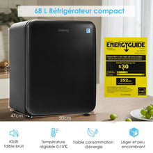Load image into Gallery viewer, Mini Frigo 68L 220-240V tagres Amovibles et Porte Rversible Temprature 0 掳C - 10 掳C pour Maison Chambre Bureau -