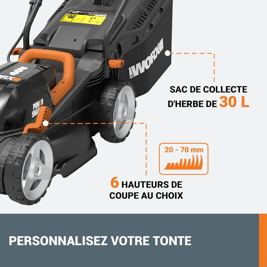 Pack Pro+ Tondeuse à Gazon 40V 460m² + Coupe-Bordures 20V + 2 Batteries 4Ah et 1 Batterie 2Ah + Chargeur Double et Chargeur Simple (Idéal pour l'Entretien du Jardin)