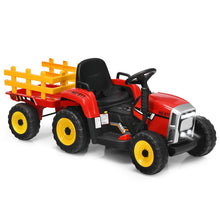 Load image into Gallery viewer, Tracteur Electrique avec Remorque pour Enfants 3 Vitesses Lumires LED Fonctions o USB et Bluetooth Jaune/Rose/Rouge/Vert/Vert Fonc/Noir -