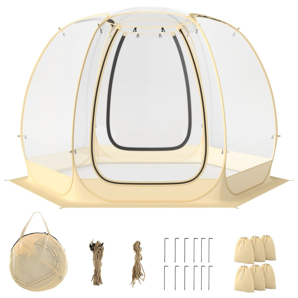 Tente Bulle  Ouverture Instantane pour 6  10 Personnes Tente D么me d'Extrieur 328 x 328 cm Rsistante Aux Intempries Transparent -