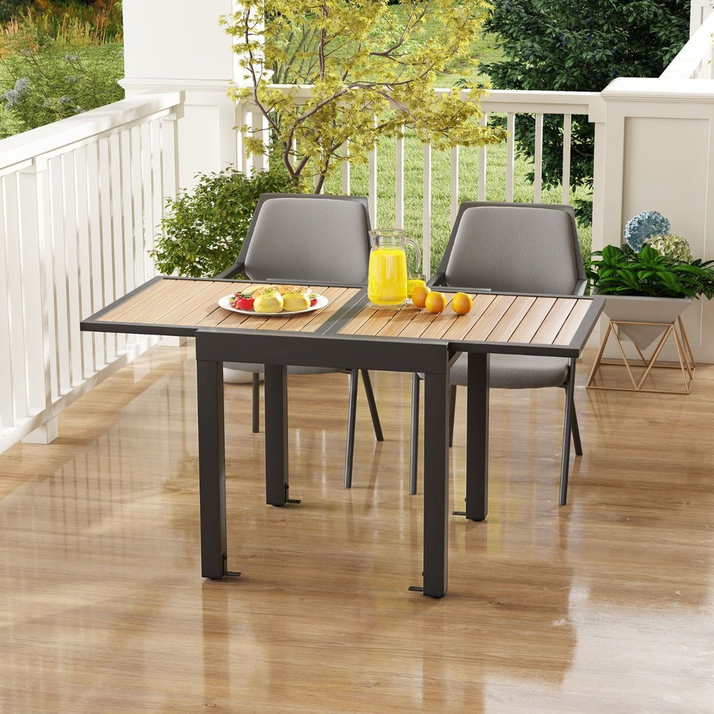 Table de Jardin Extensible en Aluminium Ajustable de 80  160 CM Table  Manger Extrieure Rectangulaire pour 4-6 Personnes Naturel -