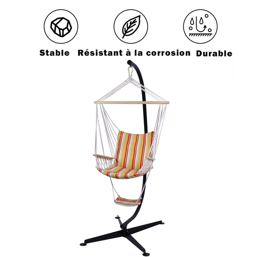 Support de hamac ou pour chaise suspendue Capacit 150 KG,en Fer de Haute Qualit,Moderne et stable,112x79x205,Noir -