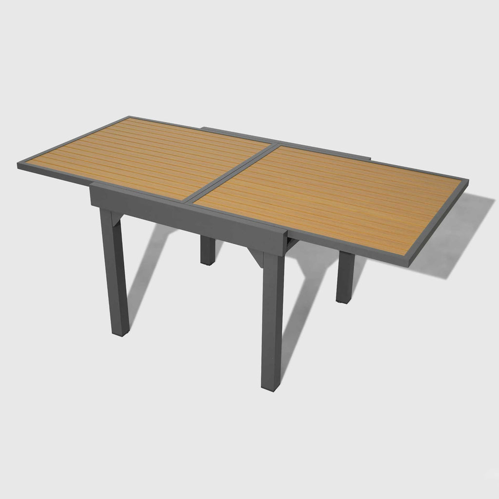 Table de jardin extensible en aluminium 8 places effet bois (90/180 x 90 cm) Murano Gris anthracite - Action-sport36 -
