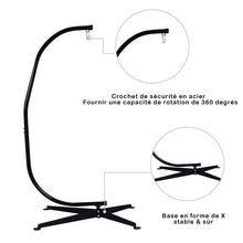 Load image into Gallery viewer, Support de hamac ou pour chaise suspendue Capacité 150 KG,en Fer de Haute Qualité,Moderne et stable,112x79x205,Noir -