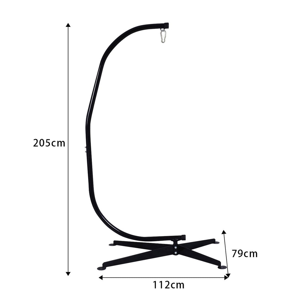 Support de hamac ou pour chaise suspendue Capacité 150 KG,en Fer de Haute Qualité,Moderne et stable,112x79x205,Noir -