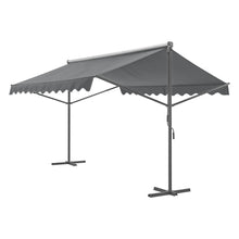 Load image into Gallery viewer, Store banne autoportant à double pente 400 x 300 x 260 cm gris foncé 03_0008294 -