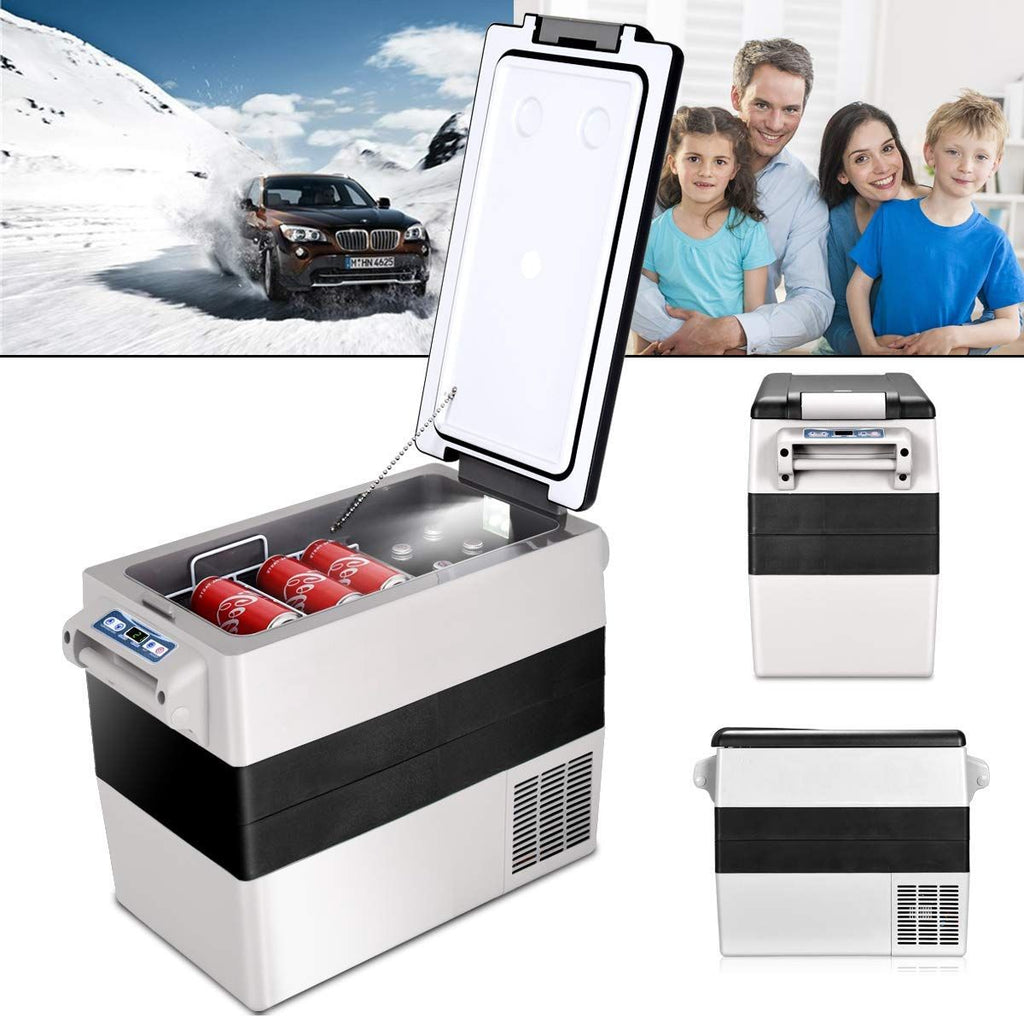 Rfrigrateur 52l de Voiture -20鈩+10鈩Mini Rfrigrateur Portable Ecran Lcd Adaptateur 69x34,5x52,5cm Noir+Gris -