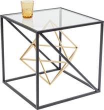 Load image into Gallery viewer, Kare Design Table d'Appoint Prisma, Or/Noir, Verre, Acier, Moderne, Table de Salon, Meuble, Deco Intérieur, Decoration Chambre, Maison, 45x45x45cm