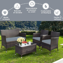Load image into Gallery viewer, Salon de Jardin 4 PCS Mobilier de Terrasse en Rotin PE pour Vranda Patio Terrasse Piscine Marron et Gris -