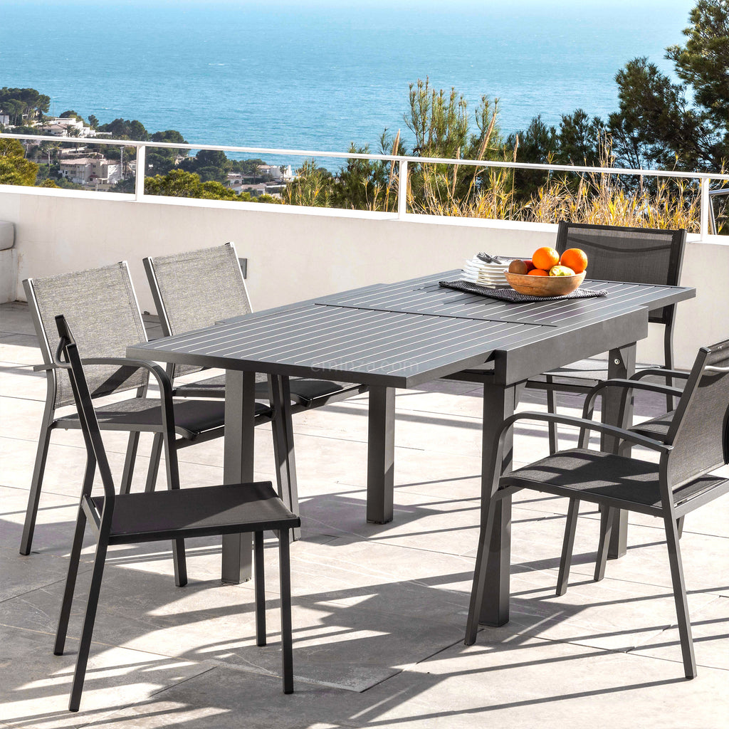Table de jardin extensible en aluminium 8 places (90/180 x 90 cm) Murano Gris anthracite - Action-sport36 -