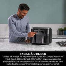 Load image into Gallery viewer, Foodi FlexDrawer Air Fryer,Dual Zone Avec Sparateur Amovible,Grand Tiroir de 10,4 L,7-en-1,Double Zone,Sans Huile,Pices Antiadhsives Compatibles Au Lave-Vaisselle,Noir AF500EU