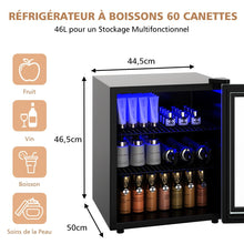 Load image into Gallery viewer, Réfrigérateur et Refroidisseur de Boissons 60 Canettes Mini Frigo avec Porte en Verre &amp; Étagères Amovibles Ajustables (60 Canettes) Noir -