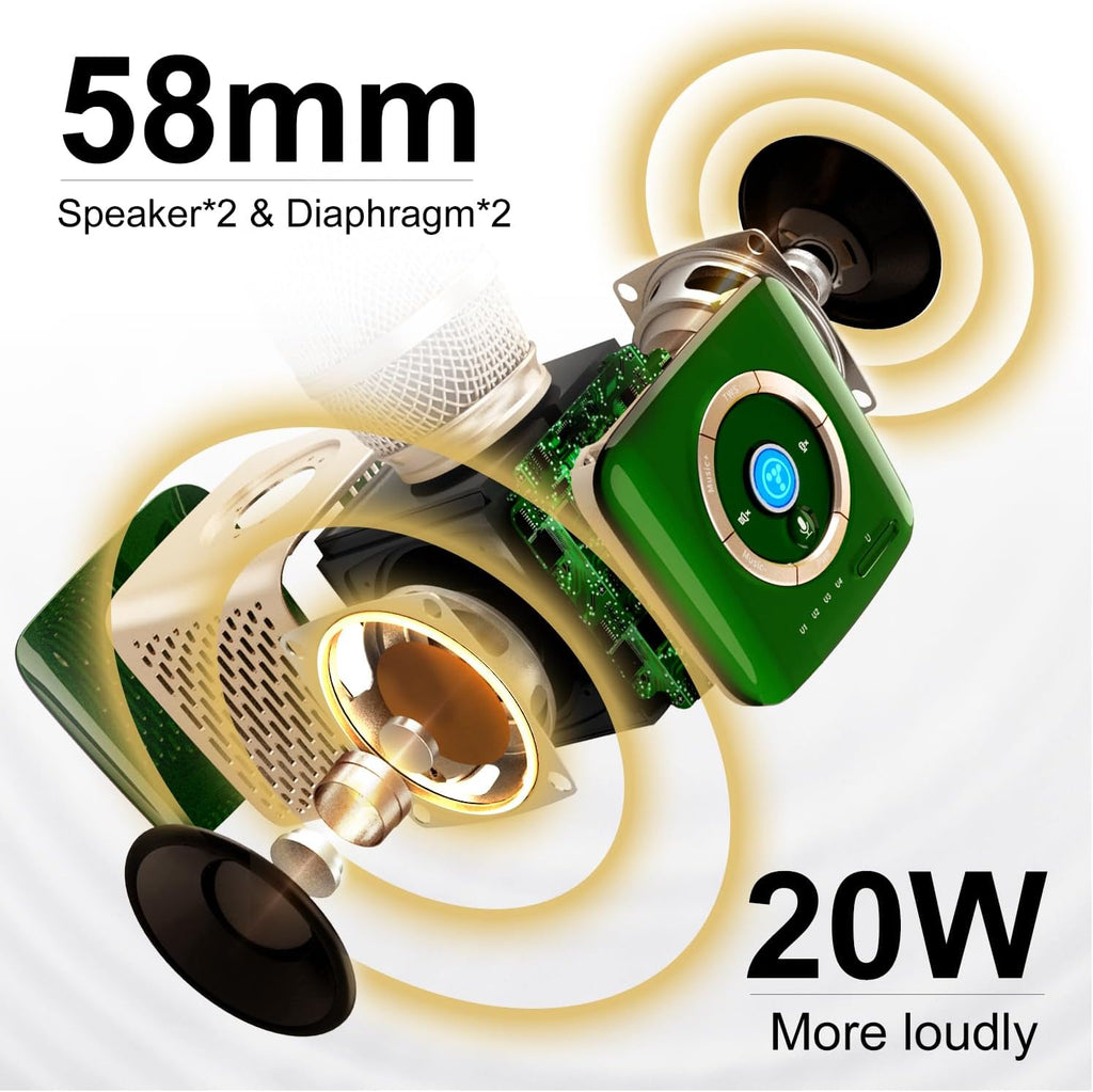 TOSING V1 Pro Professionnel 20W Machine karaoké pour Adultes/Microphone au lit,Récepteur U-Segment Lien vers Haut-Parleur Bluetooth Chanter AMP/TV/PC/Voitures/Smartphone