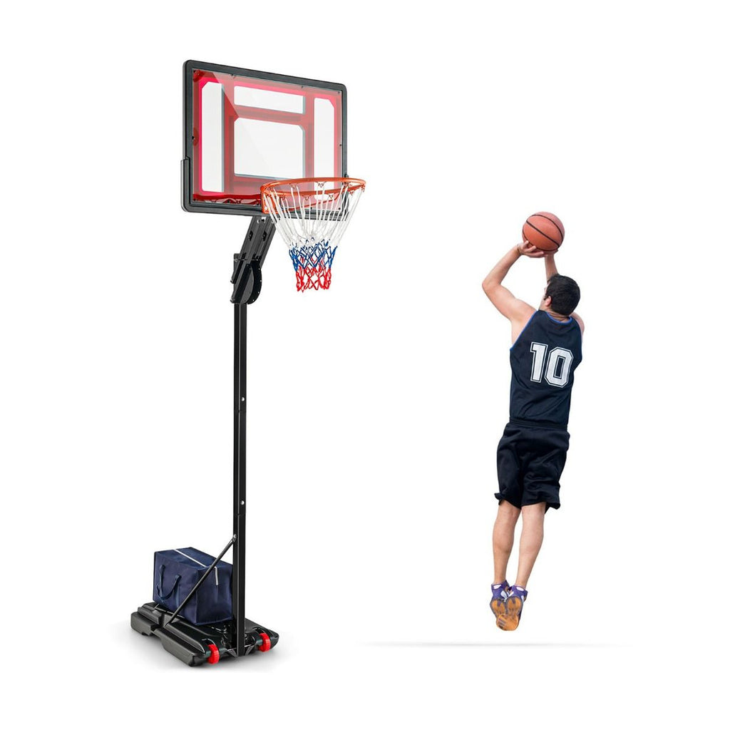 Panier de Basketball sur Pieds avec Hauteur Réglable 1,55-3,1m Support de Basketball avec Panneau Arrière en PE pour Enfants et Jaunes -