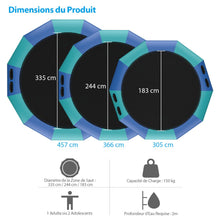 Load image into Gallery viewer, Trampoline Aquatique Gonflable Dia.457cm Capacité de 150kg avec Kit de Réparation Echelle et Gonfleur Electrique 500w Bleu -