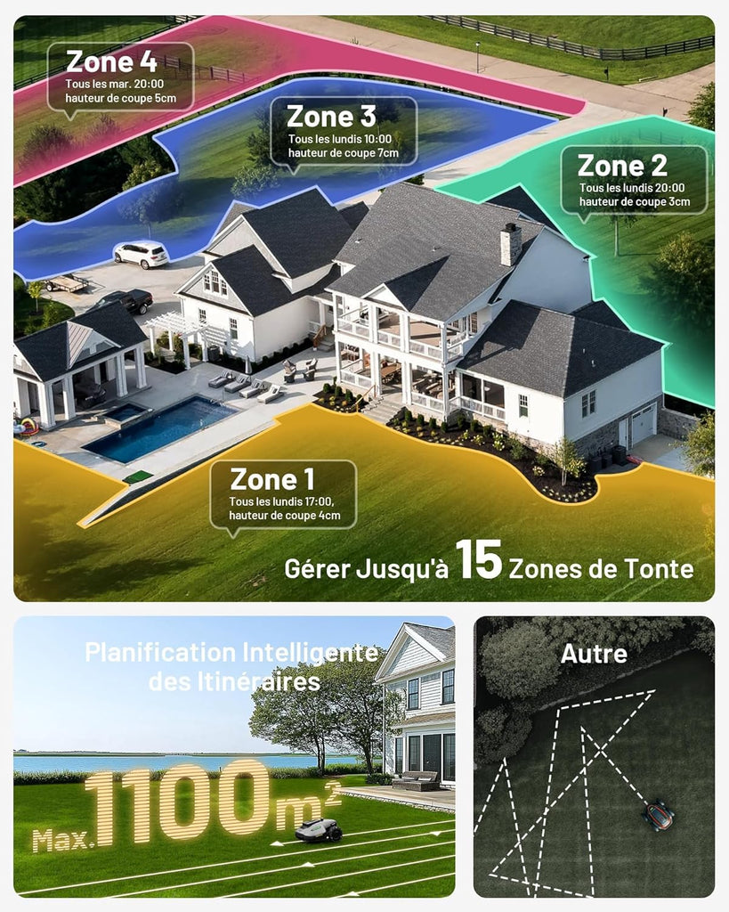MAMMOTION YUKA Mini 700 Robot Tondeuse sans Fil Périphérique, NetRTK+Vision, Aucune Antenne RTK Requise, Recommandé 700 m², Pente à 50%, Cartographie Automatique, avec Module 4G