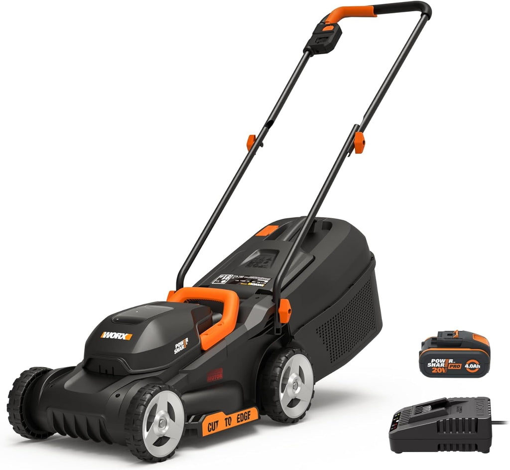 Pack Pro+ Tondeuse à Gazon 40V 460m² + Coupe-Bordures 20V + 2 Batteries 4Ah et 1 Batterie 2Ah + Chargeur Double et Chargeur Simple (Idéal pour l'Entretien du Jardin)