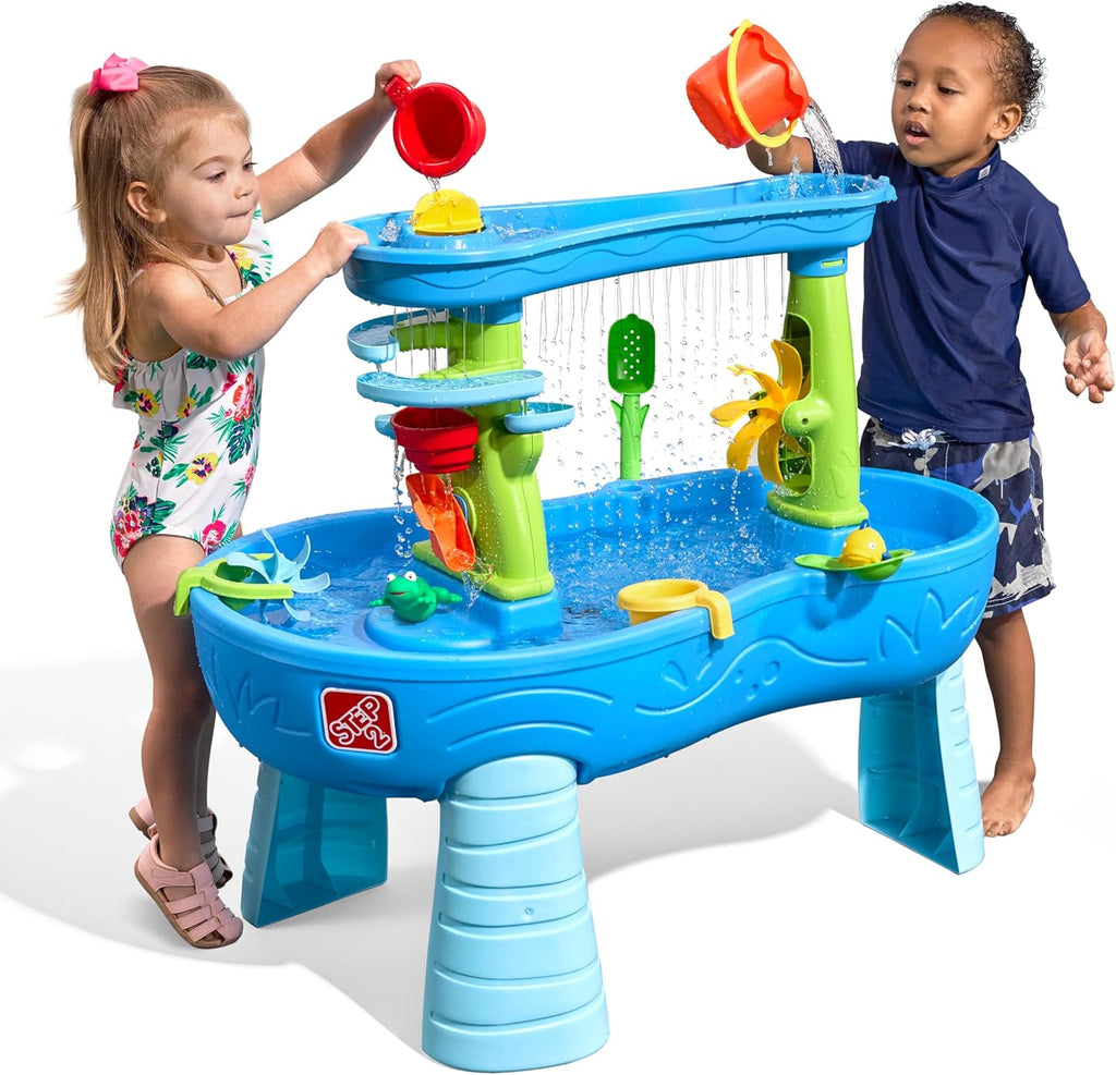 Rain Shower Splash Table d'eau avec 13 Accessoires - Bleu & Vert | Table Jeux d'eau | Table d’activité pour Le Jardin,Table Activité Eau | Table d'eau Extérieur