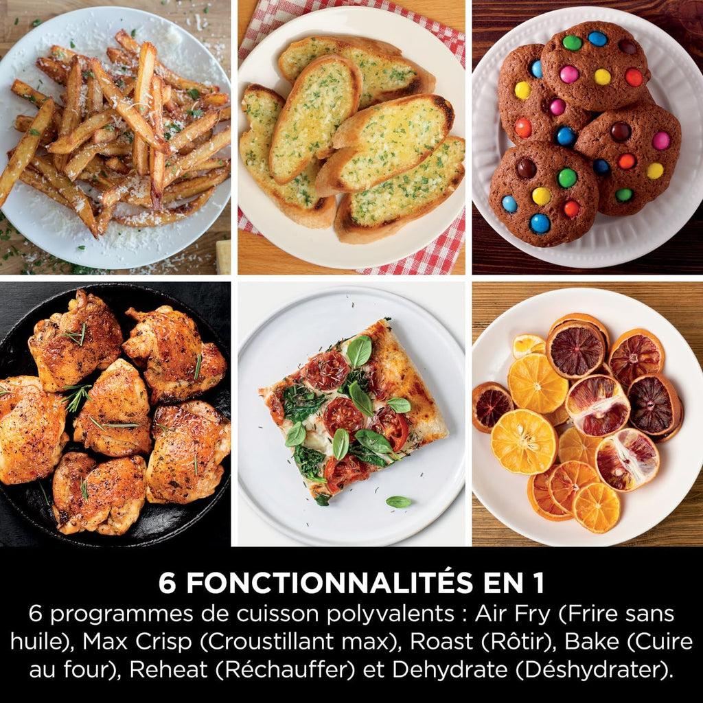 Foodi FlexDrawer Air Fryer,Dual Zone Avec Sparateur Amovible,Grand Tiroir de 10,4 L,7-en-1,Double Zone,Sans Huile,Pices Antiadhsives Compatibles Au Lave-Vaisselle,Noir AF500EU