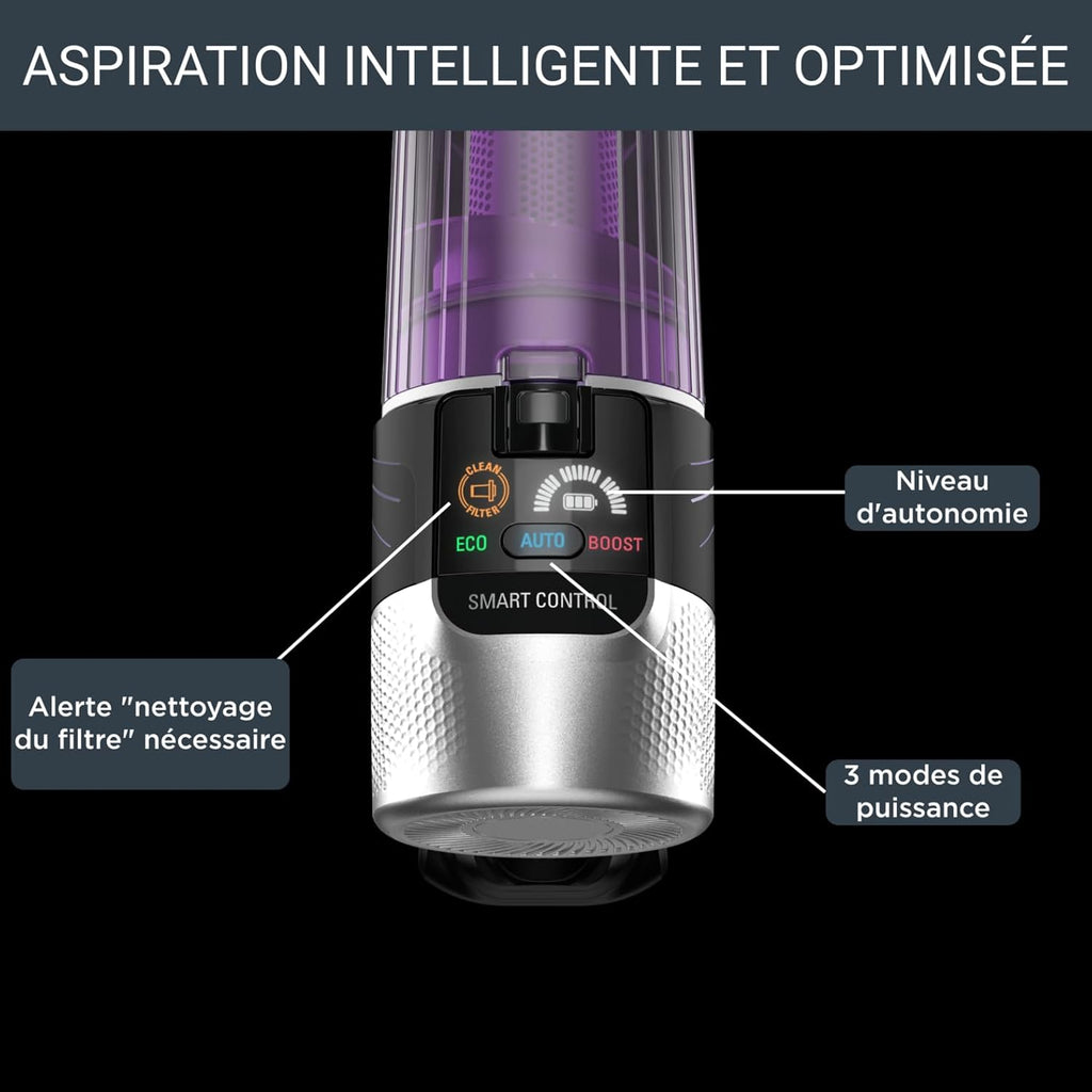 Rowenta X-Force Flex 9.60 Allergie Aspirateur balai sans fil,Filtration Anti-Allergnes,Puissant 100AW,Ultra Lger,Autonomie 45min RH2038WO,Noir / Violet