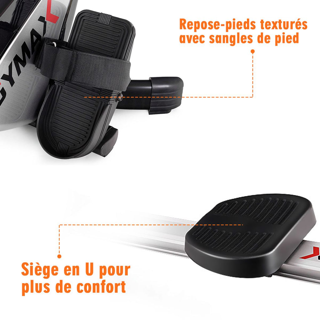 Rameur Magnétique Pliable 8 Niveaux de Résistance Écran LCD Numérique Poids Supporté de 100 KG pour Maison et Bureau -