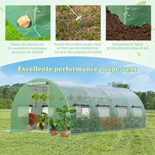 Load image into Gallery viewer, Serre de Jardin Tunnel Cadre en Acier Galvanisé Robuste Serre Tunnel Coupe-vent avec Cerceau 8 Fenêtres Enroulables Vert -
