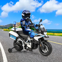 Load image into Gallery viewer, Moto lectrique 12V/7AH pour Enfants 6km/h Modle Policier avec Klaxon Musique Sirne Phares pour 3-8 Ans -